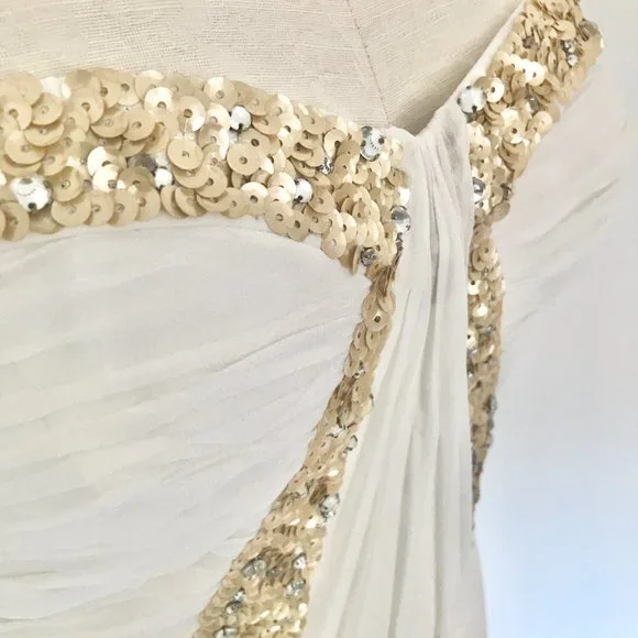 Rebecca Taylor Dress S/M Formal White Prom Wedding Hoco Debutante Maxi Long Gown - Picture 7 of 16